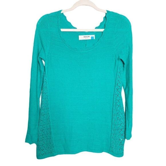 Anthropologie Sparrow Crochet Knit Sweater Teal - Picture 2 of 8